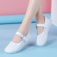 New Women's Nursing Shoes White Jelly Base Sneakers Walking Shoes Mary Jane Comfortable Balance Casual Footwear Luxury Woman