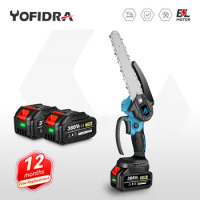 Yofidra 8 Inch Brushless Chain Saw Cordless Handheld Pruning Saw Woodworking Electric Saws Cutting Tool For Makita 18V Battery