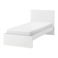 MALM 床框 高床頭板, 白色/lönset, 90x200 公分