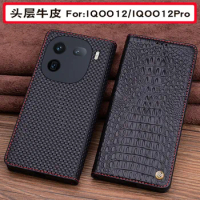 Hot Sales Luxury Genuine Leather Wallet Cover Business Phone Cases For Vivo Iqoo 12 Iqoo12 Pro Cover Credit Card Money Slot Case