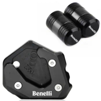 For Benelli TRK251 leoncino 500 leoncino 250 Motorcycle Accessories Kickstand Side Stand Extension Pad Valve Caps