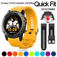 Quick Release Strap For Garmin Fenix 3 5 5X 5S Plus 6 6X 6S Pro 7 7S 7X 945 Smart Watch Band 26 22 20mm Straps Silicone Bracelet
