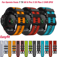 26 22MM Silicone Watch Band Bracelet Strap For Garmin Fenix 5 5X 6 6X Pro 7 7X Mk1 Mk2/Enduro Smart Watchband Quickfit WristBelt