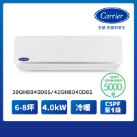 【Carrier 開利】6-8坪R32一級變頻冷暖分離式空調(38QHB040D8S/42QHB040D8S)