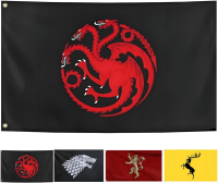Large 3x5 Ft Game GoT Thrones Flags - House TargaryenStarkLannisterBaratheon Double Sided Flag Targa