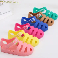Cute Tablet Girl Princess Baotou Jelly Shoes 2023 Summer New Children's Super Soft School Hollow Beach Sandals