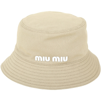 miu miu 字母刺繡斜紋棉布漁夫帽(卡其色)