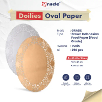 GRADE Doilies Oval Kertas Renda Doyley Alas Kue - Putih, 17 x 24 cm Plastik