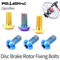 RISK 12pcs M5x10mm Disk Brake Rotor Bolts T25 Torx Titanium Bicycle Parts Titanium Mountain Bike Ultralight Brake Rotor Screw