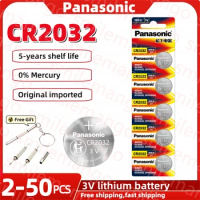 Original Panasonic 2-50PCS CR2032 3V Lithium Battery DL2032 BR2032 5004LC 2032 for watch, toys, car key, Calculator +screwdriver