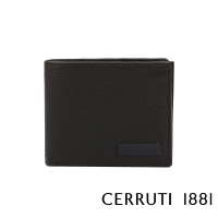 【Cerruti 1881】限量2折 義大利頂級小牛皮4卡零錢袋短夾皮夾 5916M 全新專櫃展示品(黑色 贈禮盒提袋)