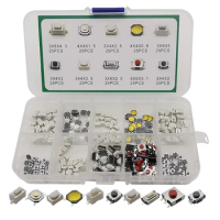 250Pcs/Box SMD Push Button Switch Assortment Kit 10 Type Car Remote Control Button Switches