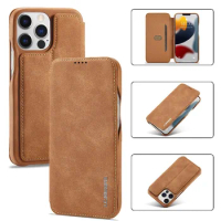 Solid Color Leather Card Wallet Phone Case For Samsung Galaxy S22 S21 S20 FE S10 Note 20 Ultra 10 9 8 Magnetic Flip Holder Cover