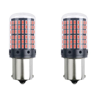 2Pcs Car P21W Ba15S 1156 LED Canbus Light 3014 144SMD Error Free Bulb Auto Turn Signal Brake Bulb Red Lamp