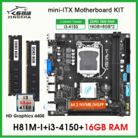 H81 itx Motherboard processor and memory kit core i3 4150 CPU 16GB ddr3 PC RAM placa mae lga 1150 motherboard combo Set SATA 3.0