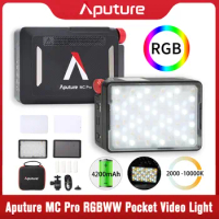 Aputure MC Pro Portable RGBWW LED Video Light 2000K-10000K Mini Photography Lighting Sidus Link App Control for Streaming Studio