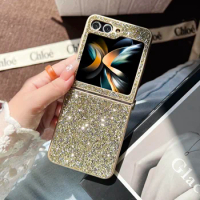 2-piece Set Sparkling Diamond Crystal Case for Samsung Galaxy Z Flip 5 5G Flip5 Fashion Dazzling Colors Protection Cover Korea