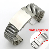 Luxury Milanese Watchband Slide Buckle 4mm Shark Mesh Bracelet 316L Stainless Steel Watch Strap for Seiko 22mm Wristband