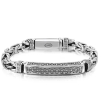 Luxury S925 Silver Jewelry Men's Personality Plain Bracelet Thai Silver Retro Trend Buckle Silver Chain Birthday Gift Bangle