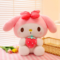免運 絨毛玩偶  新款可愛美樂蒂娃娃小號公仔毛絨玩具草莓布娃娃生日禮物娃娃 快速出貨