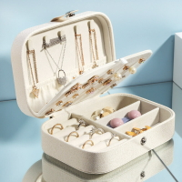 雙層飾品首飾收納盒耳釘戒指絨布珠寶盒便攜首飾盒