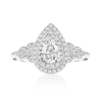 【AURORA 歐羅拉】GIA 50分F color水滴形 梨形天然真鑽18K金鑽戒女戒婚戒 福祿雙收