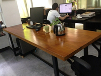 鐵藝實木餐桌簡約復古長方形電腦辦公桌3米2大板長桌會議定做