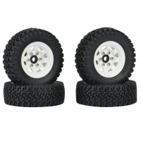 4PCS 1.55 Metal Beadlock Wheel Rim Tires Set for 1/10 RC Crawler Car Axial Jr 90069 D90 TF2 Tamiya CC01 LC70 MST,1