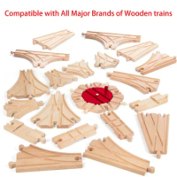 Wooden Train Track Accessories DIY Railway Road Track Toy Compatible With Tomas And His Friends Train Track Set For Kid