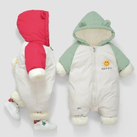 Snowsuit 2023 clothes Winter Plus Velvet Thick Boy Jumpsuit 0-2 Yrs Newborn Romper Baby Girl Overalls for kids Toddler Coat