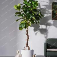Wind Ficus Lyrata Tree Simulation Greenery Potted Indoor Living Room Showcase Decorations