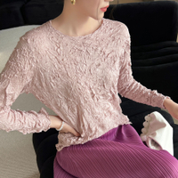 1881 One Size (45-75kg) Autumn And Spring Sanzhai Pleated Soft Fabric Top Can Be Bottoming Single We