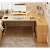 學習辦公桌子L型書架（【兩件套】木色六格櫃+木色桌） 