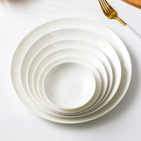 骨瓷盤子家用純白菜盤8英寸菜碟子創意裝炒菜盤陶瓷餐具深飯盤碟