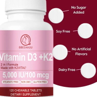 Vitamin D3 Vegan 5000 IU + Vitamin K2 100 mcg sebagai MK-7 (120 Kapsul Vegan)