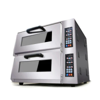 Commercial Double Layer Pizza Oven 3000W Electric Convection Oven Roast Chicken Duck Cake Bread Baking Oven Stainless Steel