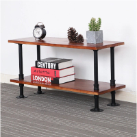 落地實木置物架客廳層板架(黑色二層2公分實木板，50*30*44) 