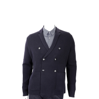 Emporio Armani 雙排釦深藍色羊毛針織西裝外套