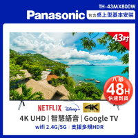 Panasonic 國際牌 43型4K HDR Google 智慧顯示器 不含視訊盒(TH-43MX800W)