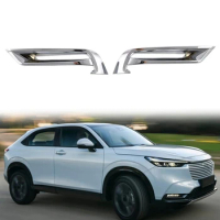 Car Chrome Silver Front Bumper Lower Cover Trim Fog Light Frame For Honda HRV HR-V 2021 2022 2023