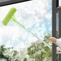免運 可開發票 居家生活 居家雜貨 收納整理 雙面玻璃清潔雙桿擦玻璃刮水器清潔用品玻璃清潔器伸縮桿窗