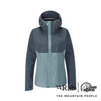 【RAB】Downpour Eco Jacket 透氣防風防水連帽外套 女款 女款 獵戶藍/灰 #QWG83