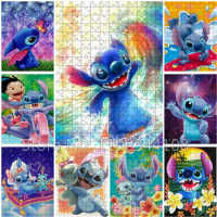Disney 300/500/1000 Pcs Puzzles Lilo &amp; Stitch Jigsaw Puzzle Cartoon Creative Educational Toys for Children Adult Decompression