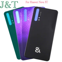 New For Huawei Nova 5T Battery Back Cover 3D Glass Panel Rear Door Nova 5T Glass Housing Case With Lens Adhesive Replace