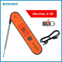 INKBIRD Digital Instant Read Meat Thermometer 250mAh Rechargeable Battery Grill Thermometers with Folding Probe for BBQ Deep Fry