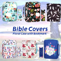 Bible Cover Case Floral Bible Cover Bag for Women, Stylish Functional Portable Bible Carrying Case Pockets Zipper Study