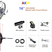 AKM Ebike Conversion Kit KT-LCD4 Display 24/V36/48V Mountain Electric Bicycle Front Wheel Conversion Kit with Tire and Tube
