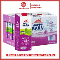 (Thùng 12 Hộp) Sữa tươi Nguyên Kem Happy Barn 3,8% Hộp 1L Béo Ngậy Chuẩn Nguyên Liệu Pha Chế