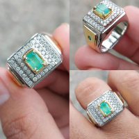 cincin pria zamrud berlian eropa mewah minimalis kantoran