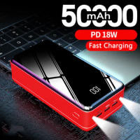Fast Charging Power Bank 50000mAh for iPhone 15 iaomi Powerbank Mobile Phone External Battery Portable Charger with Flashlight